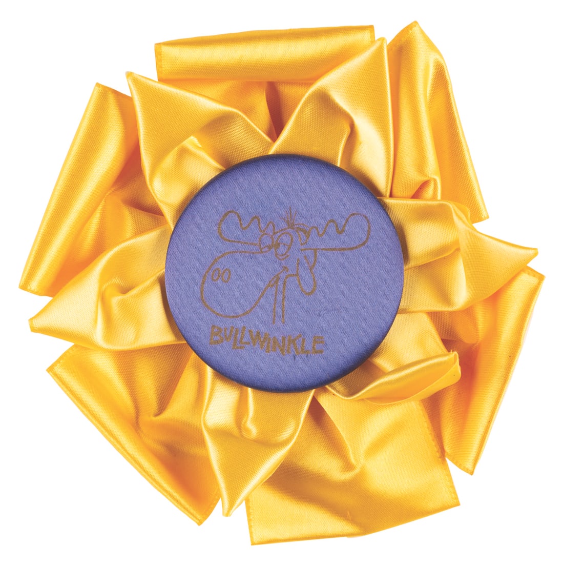 A “Bullwinkle Show" Award Button with Ribbon.: (Ward, 1962) A Bullwinkle award button, created as part of a marketing campaign and given to VIPs to promote “The Bullwinkle Show.” The button with a ribbon rosette measures 5” x 5&rdquo