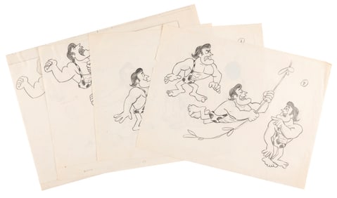 Three “George of the Jungle" Model Sheet Drawings.