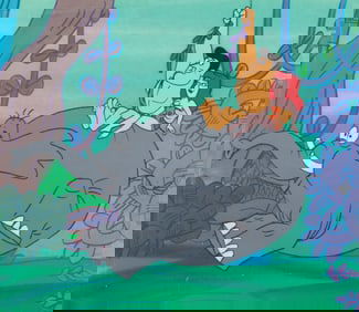 A Production Cel and Background from “George of the Jungle.