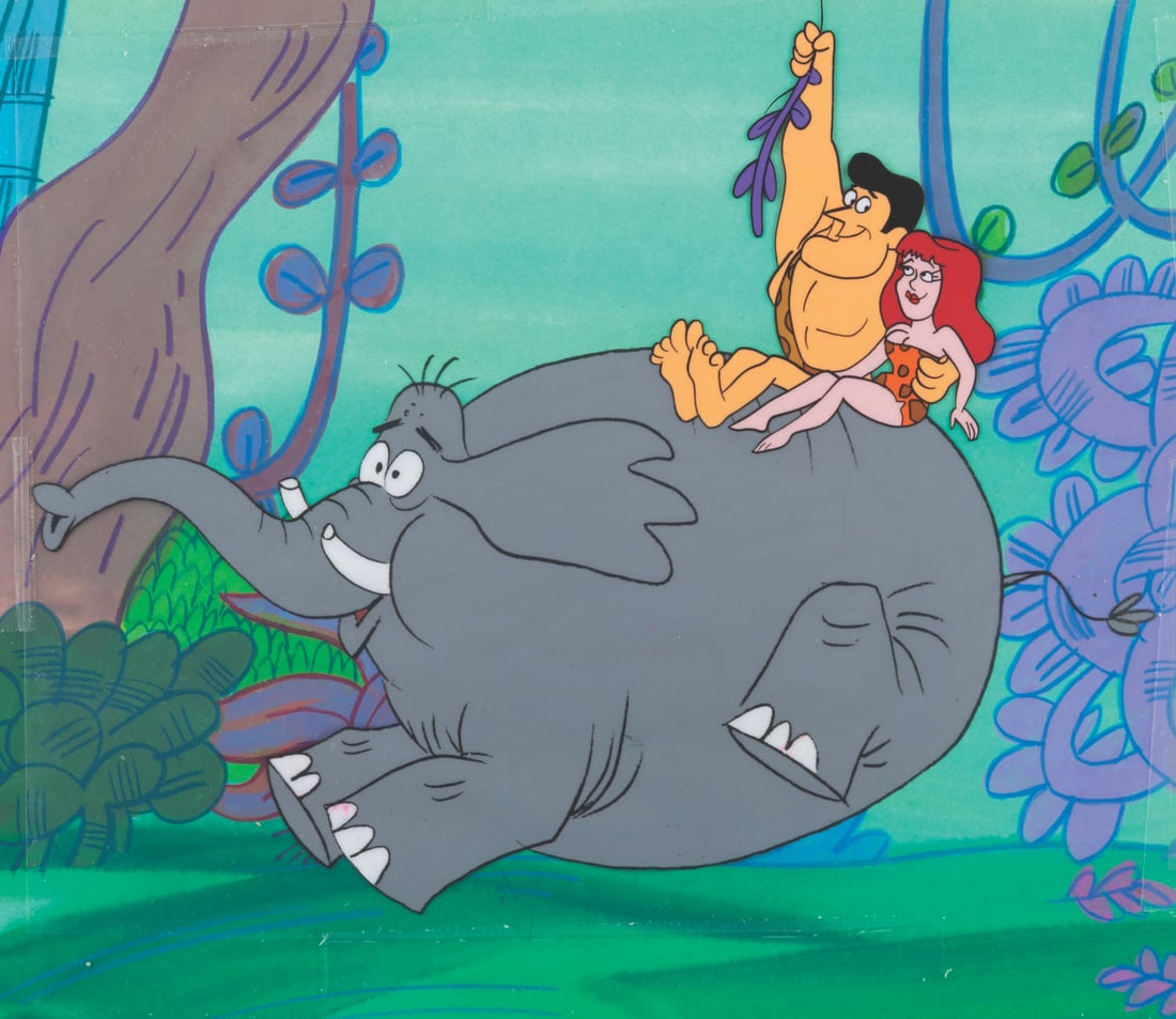 A Production Cel and Background from “George of the Jungle. (1 of 3)