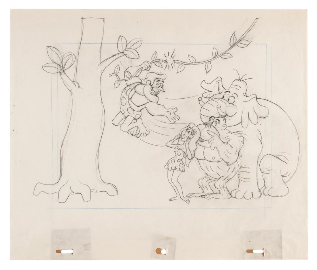 A "George of the Jungle" Scene Cel Layout Drawing. (1 of 1)