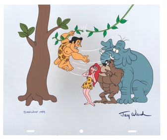 A Jay Ward Signed #44 George of the Jungle Scene Cel.