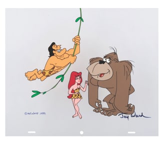 A Jay Ward Signed George of the Jungle Scene Cel.