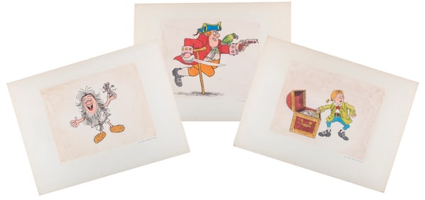 Three Jay Ward Productions Pirate Pitch Drawings.