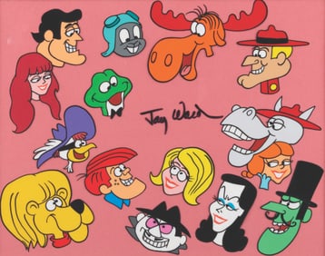 A Jay Ward Signed Multi-Character Scene Cel.