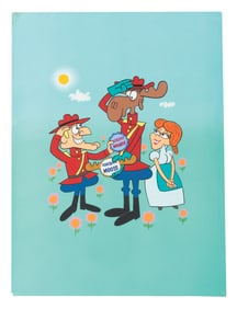 An Original Dudley Do-Right, Bullwinkle, and Nell Fenwick Painting.