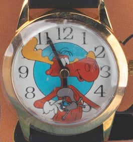 A Rocky and Bullwinkle Fossil Watch and Box.
