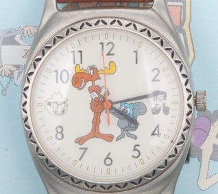 A Rocky and Bullwinkle Fossil Watch and Mini Lunchbox.