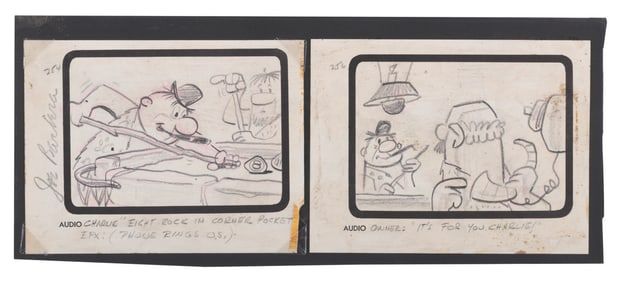 A Joe Barbera Signed Storyboard Panel from "The Swimming Pool.