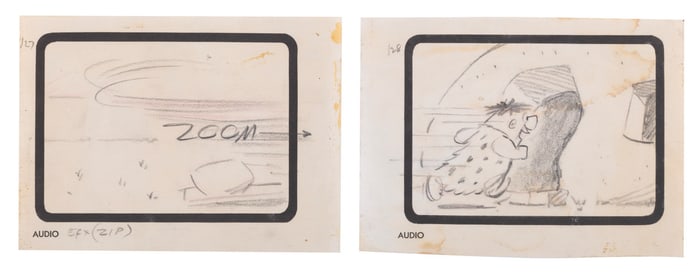 A Pair of Storyboard Panels from "The Swimming Pool."