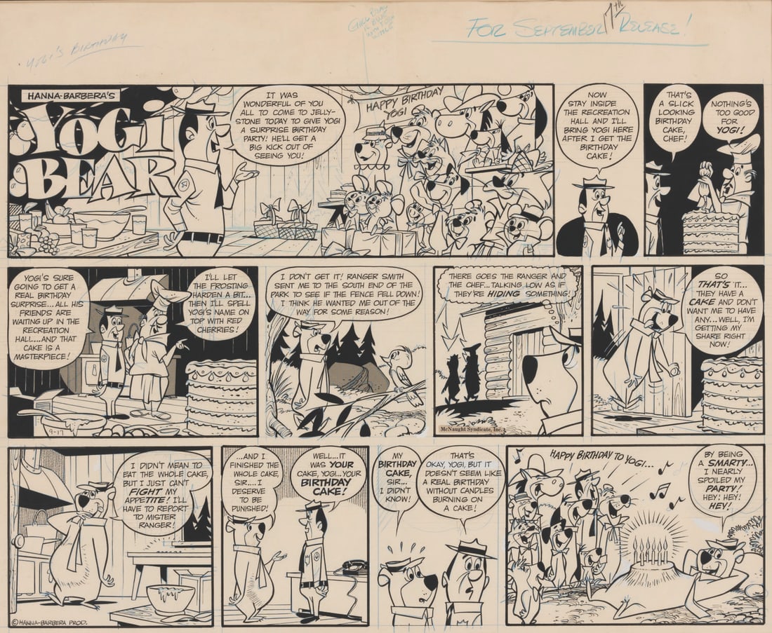 Yogi Bear Sunday Comic Strip Original Artwork. (1 of 2)