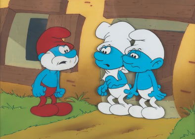 A Multi-Layer Cel and Background from “The Smurfs.