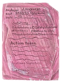 An Employee Violation Form Prop from "The Flintstones."