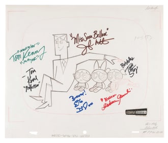 A “Powerpuff Girls" Multi-Signed Layout Drawing.