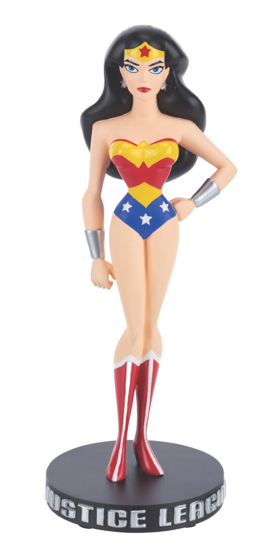 A Wonder Woman “Justice League" Animated Series Maquette.: (DC, 2002) A maquette of Wonder Woman from the “Justice League” Animated Series. Produced in a limited edition from DC Direct, this resin maquette is an Artist Proof numbered 96 of 200. Measur