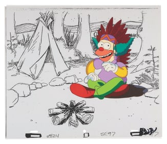 A “The Simpsons" Krusty the Clown Cel and Drawing.