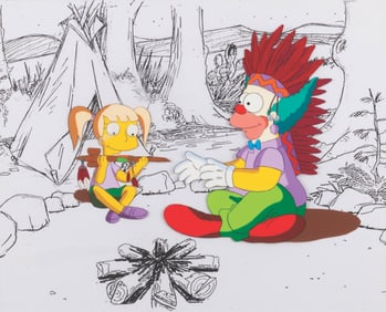 A “Kamp Krusty" Production Cel and Drawings.