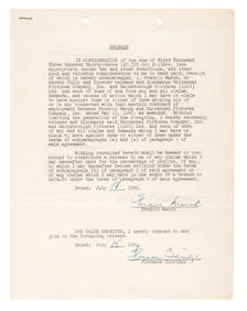 A Contract Release Signed by Fredric March & Florence Eldridge. (1 of 2)