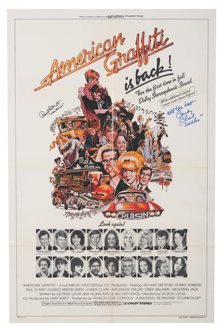 A Signed "American Graffiti" 1978 Re-Release Poster. (1 of 3)