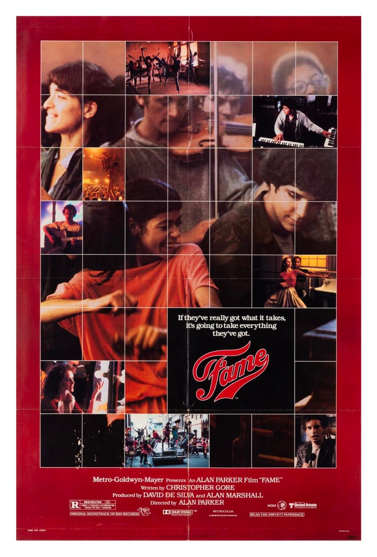 A "Fame" One-Sheet Poster.: (United Artists, 1980) A one-sheet poster for the original theatrical release of “Fame,” directed by Alan Parker. Measuring 27” x 41”, the poster is in good condition with typical 