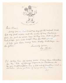 A Mickey Mouse Drawing and Letter from Leo Thiele.