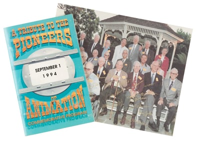 A “Tribute to the Pioneers of Animation” Program and Photo.