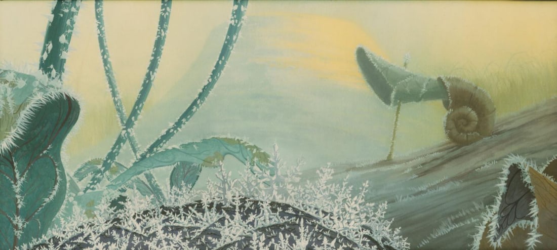 "A Bug's Life" Studio-Used Concept Photograph.: (Disney, 1990s) An original print of digital concept art from Pixar’s “A Bug's Life.” Featuring a frost-covered landscape, the concept artwork was created at the studio and printed in a limi