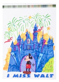 An "I Miss Walt" Crying Mickey Canvas Print.