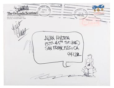 An Original Drawing By Dana Summers on Envelope.