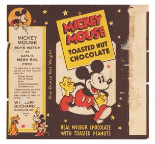 A 1930s Mickey Mouse Toasted Nut Chocolate Wrapper.