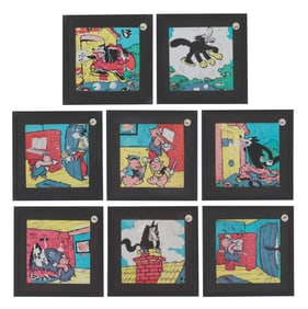 A Pair of “Three Little Pigs" Lantern Slides Boxed Sets.