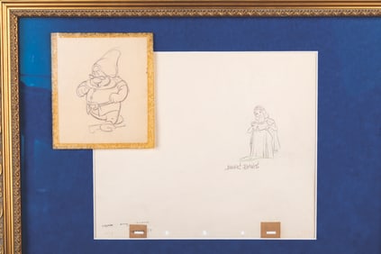 A Pair of "Snow White and the Seven Dwarfs" Production Drawings with Marc Davis Signature.