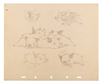 A "Farmyard Symphony" Piglets Original Model Drawing.