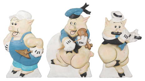 A Set of Three Little Pigs Animated Display Figures.