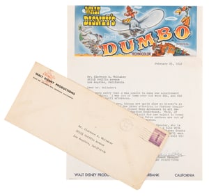 A Walt Disney Productions Letter on “Dumbo" Stationery.