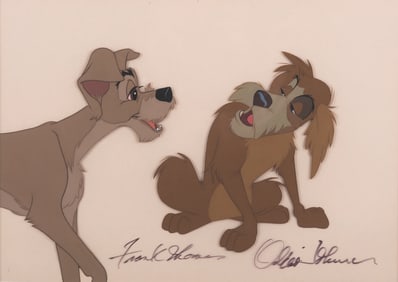 A Frank and Ollie Signed “Lady and the Tramp" Original Production Cel.