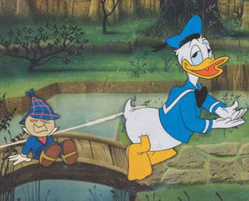 A Pair of Donald Duck and Jiminy Cricket Production Cels.