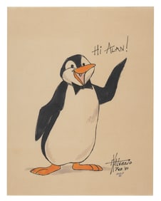 A “Mary Poppins" Penguin Drawing Signed by X. Atencio.