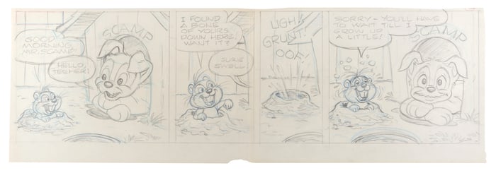 An Original “Walt Disney’s Scamp" Daily Comic Strip.