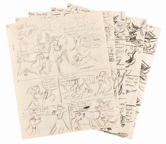 Preliminary Story Drawings for a “Walt Disney’s Scamp" Comic.