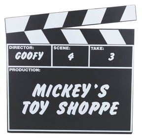 A "Mickey's Toy Shoppe" Clapperboard Disney Store Display.