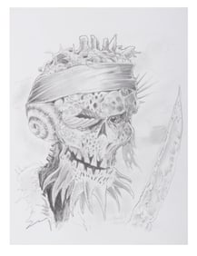 A “Dead Man’s Chest" Cursed Pirate Concept Drawing.