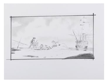 A “Pirates of the Caribbean" Chest Discovery Storyboard Drawing.