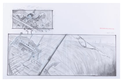 An “At World’s End" Flying Dutchman Storyboard Drawing.
