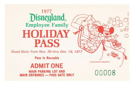 A Disneyland Employee Family Holiday Pass.
