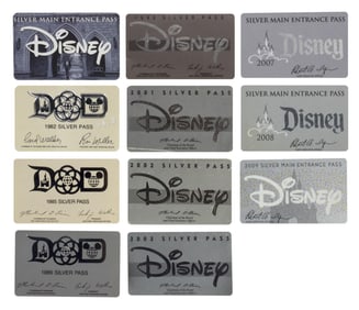 A Collection of Disney Parks Silver Passes.