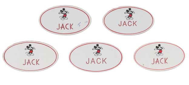 A Collection Jack Lindquist Disneyland Name Badges.