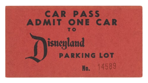 A Very Early Disneyland Car Pass.