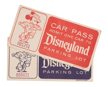 A Pair of 1960s Disneyland Car Passes.