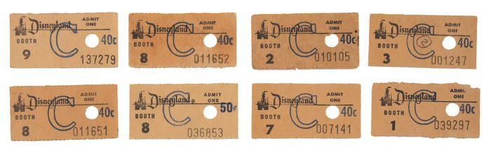 A Collection of Disneyland Ticket Booth "C" Tickets.